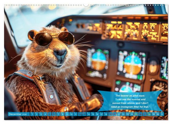 Produktbild: Funny charming animals as pilots (High Quality Premium Wall Calendar 2026 DIN A2 landscape),CALVENDO 12 Month Wall Calendar