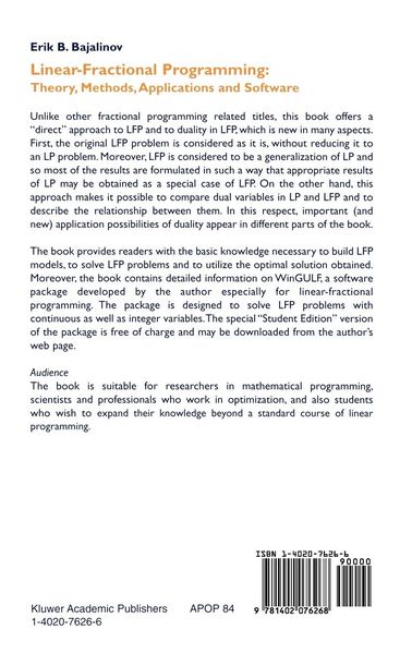 Produktbild: Linear-Fractional Programming Theory, Methods, Applications and Software