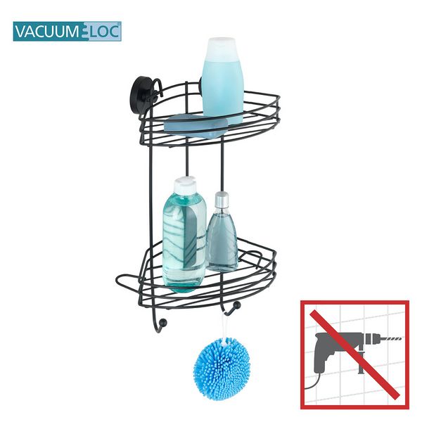 Produktbild: Mod. Vacuum-Loc&reg; Eckregal 2 Etagen Schwarz, Wandablage, Befestigen ohne bohren