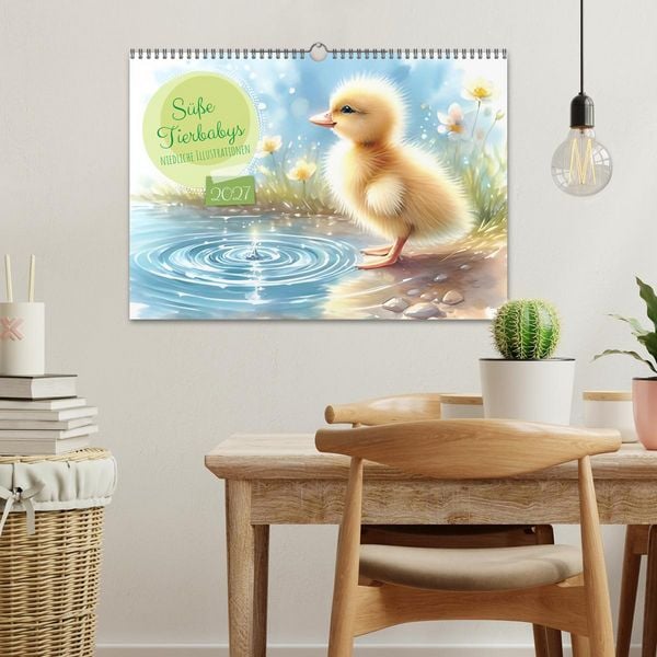 Produktbild: S&uuml;&szlig;e Tierbabys - niedliche Illustrationen (Wandkalender 2027 DIN A3 quer), CALVENDO Monatskalender