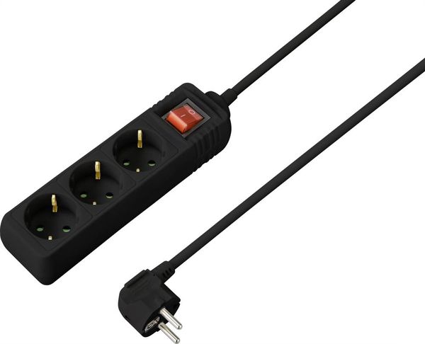 Sygonix SY-4890988 Steckdosenleiste mit Schalter 3fach Schwarz Schutzkontakt 1St.