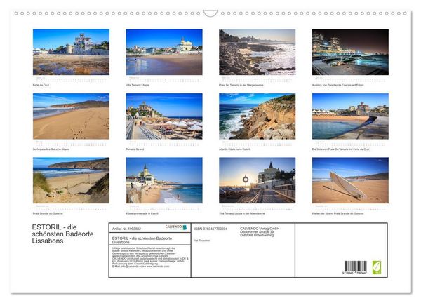 Produktbild: ESTORIL - die sch&ouml;nsten Badeorte Lissabons (Wandkalender 2026 DIN A2 quer), CALVENDO Monatskalender