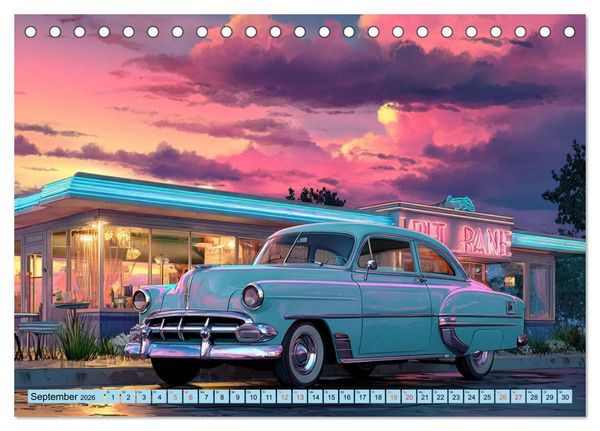 Produktbild: Amerikas rollende Legenden &ndash; Retro-Design trifft Nostalgie (Tischkalender 2026 DIN A5 quer), CALVENDO Monatskalender