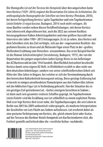 Produktbild: Lot auf der Terrasse des Kempinski oder Der tapfere Pessimist Imre Kert&eacute;sz