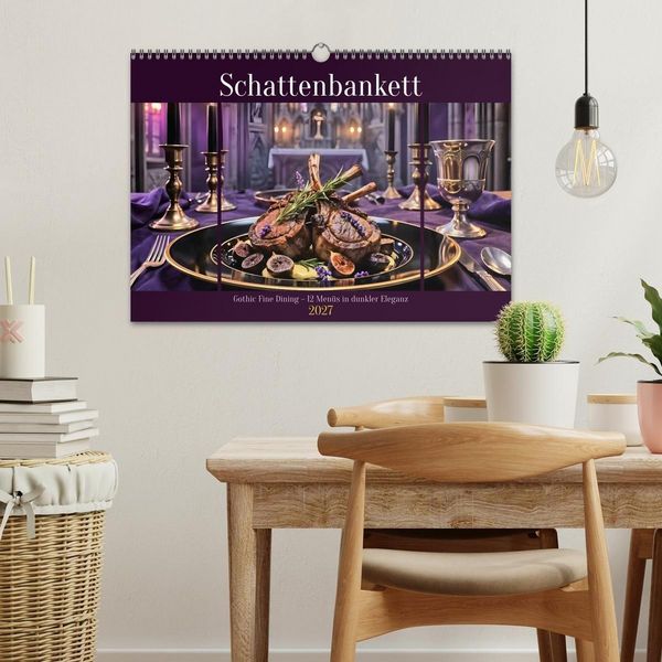 Produktbild: Schattenbankett - Gothic Fine Dining &ndash; 12 Men&uuml;s in dunkler Eleganz (Wandkalender 2027 DIN A3 quer), CALVENDO Monatskalender