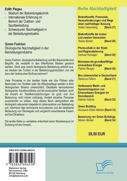 Produktbild: Green Fashion: &Ouml;kologische Nachhaltigkeit in der Bekleidungsindustrie