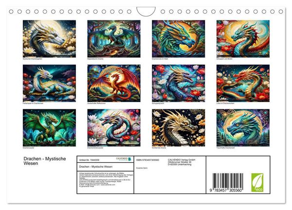 Produktbild: Drachen - Mystische Wesen (Wandkalender 2026 DIN A4 quer), CALVENDO Monatskalender