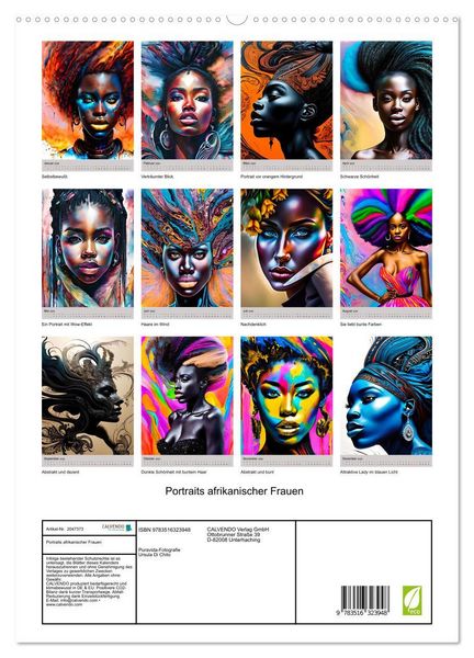 Produktbild: Portraits afrikanischer Frauen (hochwertiger Premium Wandkalender 2026 DIN A2 hoch), Kunstdruck in Hochglanz
