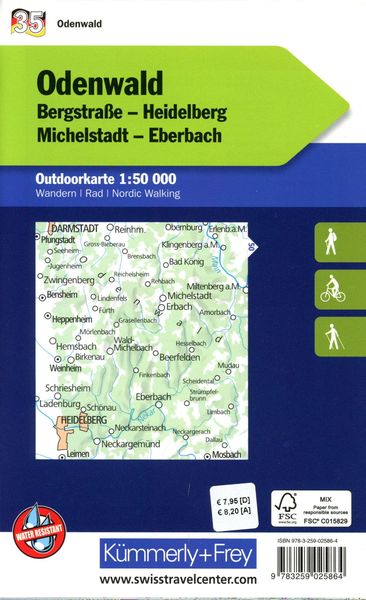 Produktbild: Odenwald Bergstrasse, Heidelberg, Michelstadt, Eberbach Nr. 35 Outdoorkarte Deutschland 1:50 000