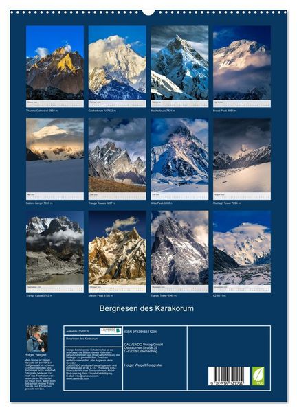Produktbild: Bergriesen des Karakorum (hochwertiger Premium Wandkalender 2026 DIN A2 hoch), Kunstdruck in Hochglanz