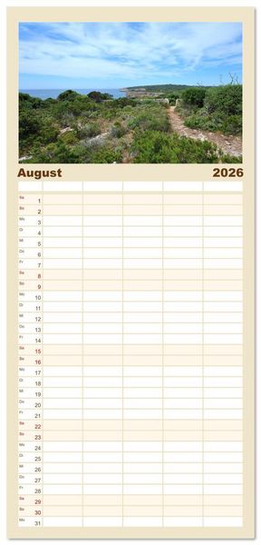 Produktbild: Familienplaner 2026 - Menorca, die sch&ouml;ne Schwester mit 5 Spalten (Wandkalender, 21 x 45 cm) CALVENDO
