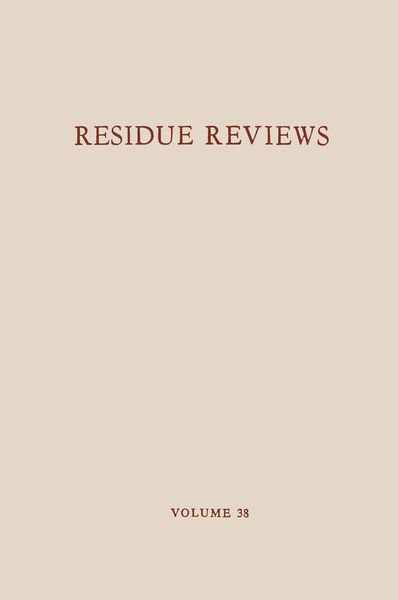 Produktbild: Residue Reviews / R&uuml;ckstands-Berichte