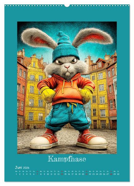 Produktbild: Urban Rabbits. Coole Stadthasen mit Charakter (hochwertiger Premium Wandkalender 2026 DIN A2 hoch), Kunstdruck in Hochglanz