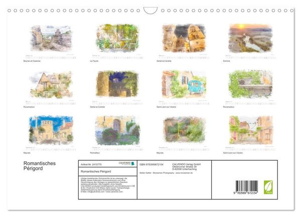Produktbild: Romantisches P&eacute;rigord (Wandkalender 2027 DIN A3 quer), CALVENDO Monatskalender