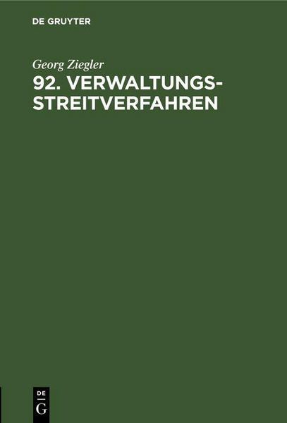 Produktbild: 92. Verwaltungsstreitverfahren