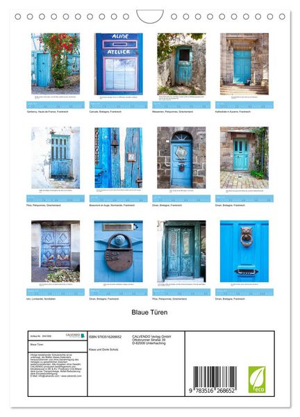 Produktbild: Blaue T&uuml;ren (Wandkalender 2026 DIN A4 hoch), CALVENDO Monatskalender