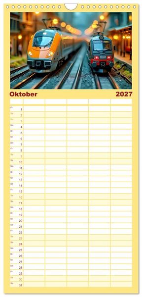 Produktbild: Familienplaner 2027 - Futuristische Modelleisenbahn mit 5 Spalten (Wandkalender, 21 x 45 cm) CALVENDO