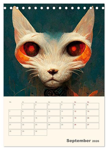 Produktbild: Die 7 Leben einer Katze (Tischkalender 2026 DIN A5 hoch), CALVENDO Monatskalender