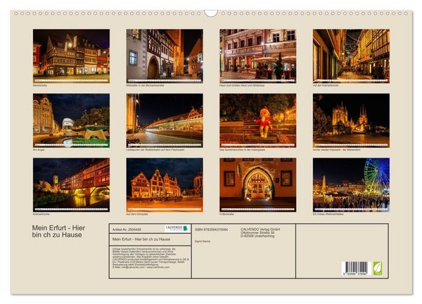 Produktbild: Mein Erfurt - Hier bin ch zu Hause (Wandkalender 2027 DIN A2 quer), CALVENDO Monatskalender