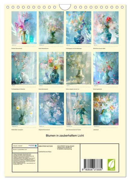 Produktbild: Blumen in zauberhaftem Licht (Wandkalender 2026 DIN A4 hoch), CALVENDO Monatskalender