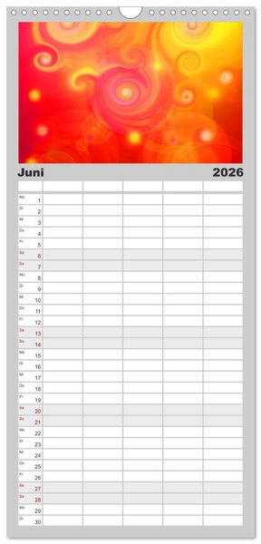 Produktbild: Familienplaner 2026 - Energie-Spiralen mit 5 Spalten (Wandkalender, 21 x 45 cm) CALVENDO