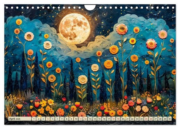 Produktbild: Blumenn&auml;chte im Mondlicht - Poesie des Himmels und der Erde (Wandkalender 2026 DIN A4 quer), CALVENDO Monatskalender