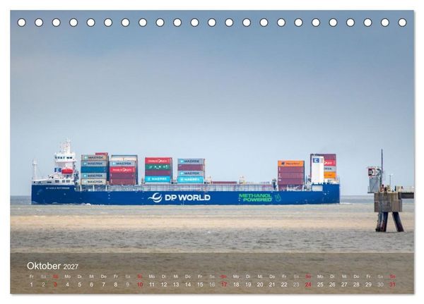 Produktbild: Schifffahrt entlang der Jade zwischen Wilhelmshaven und Hooksiel (Tischkalender 2027 DIN A5 quer), CALVENDO Monatskalender