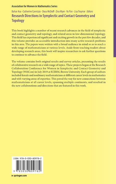 Produktbild: Research Directions in Symplectic and Contact Geometry and Topology
