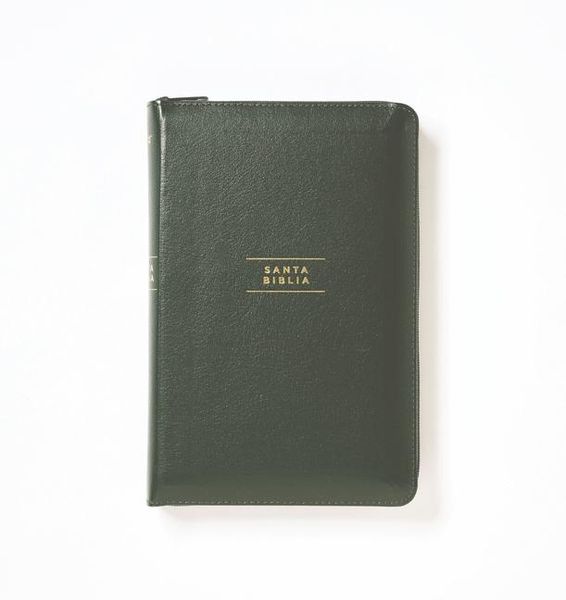 Produktbild: Nvi, Santa Biblia, Revisi&oacute;n 2022, Ultrafina, Tama&ntilde;o Compacto, Piel Reciclada, Verde, Con Cierre, Palabras de Jes&uacute;s En Rojo, Comfort Print
