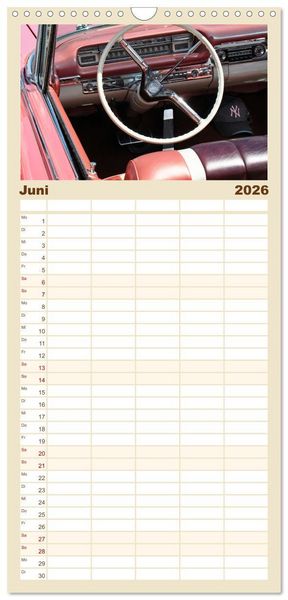 Produktbild: Familienplaner 2026 - Klassische Armaturenbretter mit 5 Spalten (Wandkalender, 21 x 45 cm) CALVENDO