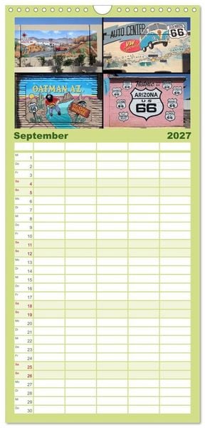 Produktbild: Familienplaner 2027 - Route 66 im S&uuml;dwesten mit 5 Spalten (Wandkalender, 21 x 45 cm) CALVENDO