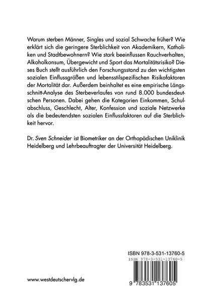 Produktbild: Lebensstil und Mortalit&auml;t