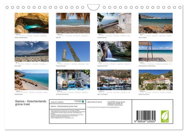 Produktbild: Samos - Griechenlands gr&uuml;ne Insel (Wandkalender 2026 DIN A4 quer), CALVENDO Monatskalender