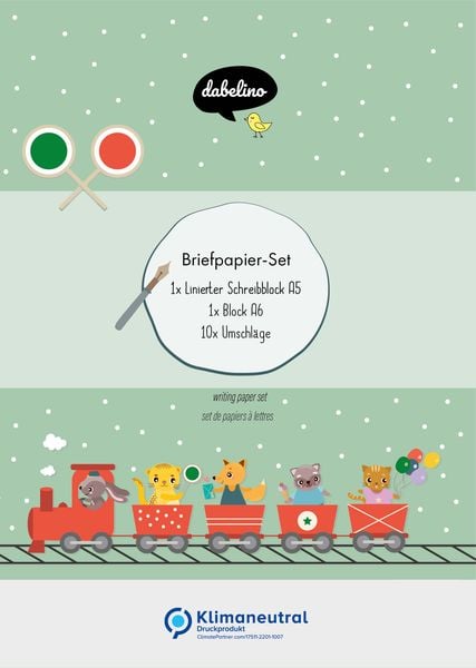 Produktbild: Liniertes Briefpapier-Set f&uuml;r Kinder: Eisenbahn, Zug (f&uuml;r M&auml;dchen und Jungen)