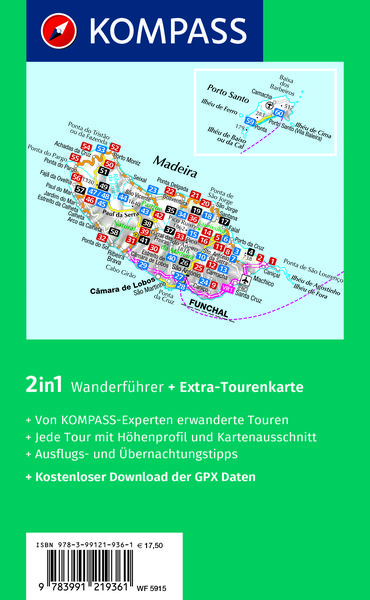 Produktbild: KOMPASS Wanderf&uuml;hrer Madeira, 60 Touren mit Extra-Tourenkarte