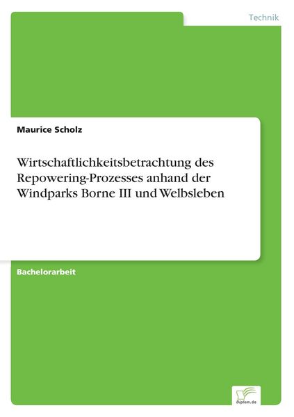 Produktbild: Wirtschaftlichkeitsbetrachtung des Repowering-Prozesses anhand der Windparks Borne III und Welbsleben