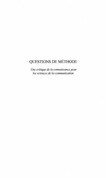 Produktbild: Questions de methode
