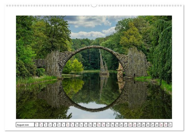 Produktbild: Von Bad Muskau zur Rakotzbr&uuml;cke ins Zittauer Gebirge (hochwertiger Premium Wandkalender 2026 DIN A2 quer), Kunstdruck in Hochglanz