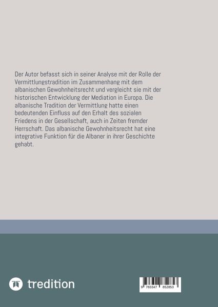 Produktbild: Geschichte der albanischen Vermittlungstradition/Mediation