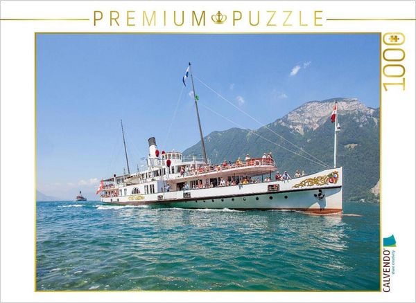 "CALVENDO Puzzle ""Stadt Luzern"" Raddampfer 1928 | 1000 Teile Lege-Größe 64x48cm Foto-Puzzle für glückliche Stunden"