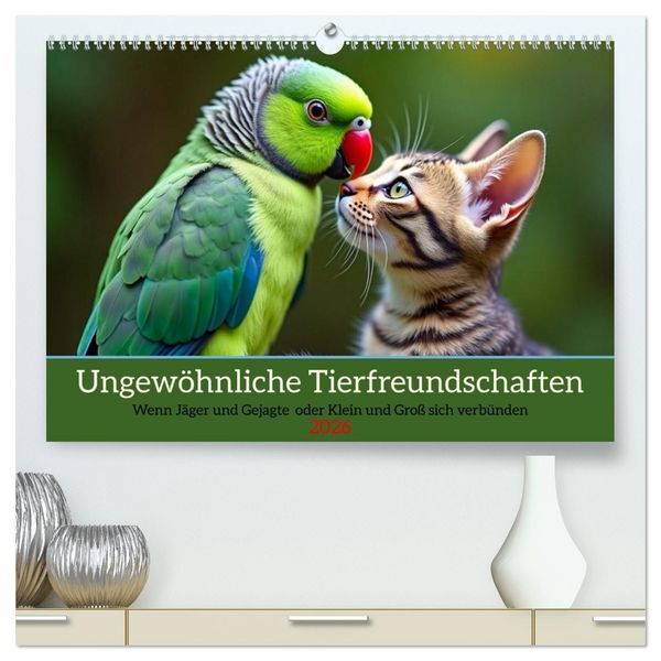 Produktbild: Ungew&ouml;hnliche Tierfreundschaften (hochwertiger Premium Wandkalender 2026 DIN A2 quer), Kunstdruck in Hochglanz