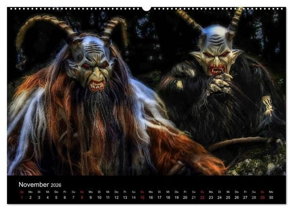 Produktbild: Perchten und Krampusse im Voralpenland (hochwertiger Premium Wandkalender 2026 DIN A2 quer), Kunstdruck in Hochglanz