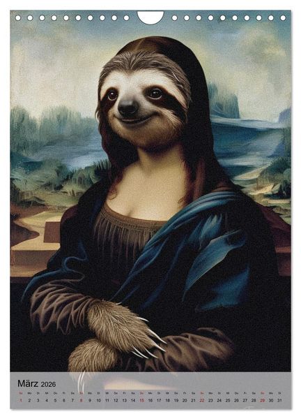 Produktbild: Sloth Art Originals ... eine faultierlangsame Reise durch die Kunstgeschichte (Wandkalender 2026 DIN A4 hoch), CALVENDO Monatskalender