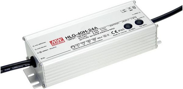 Produktbild: MEAN WELL HLG-40H-24A LED-Treiber, LED-Trafo Konstantspannung, Konstantstrom 40 W 1.67 A 24 V/DC PFC-Schaltkreis, &Uuml;berlastschutz, einstellbar 1 St.