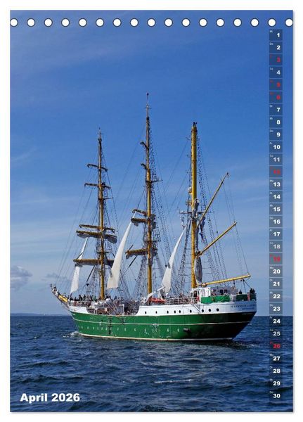 Produktbild: Segelromantik - Gro&szlig;segler auf der Ostsee (Tischkalender 2026 DIN A5 hoch), CALVENDO Monatskalender