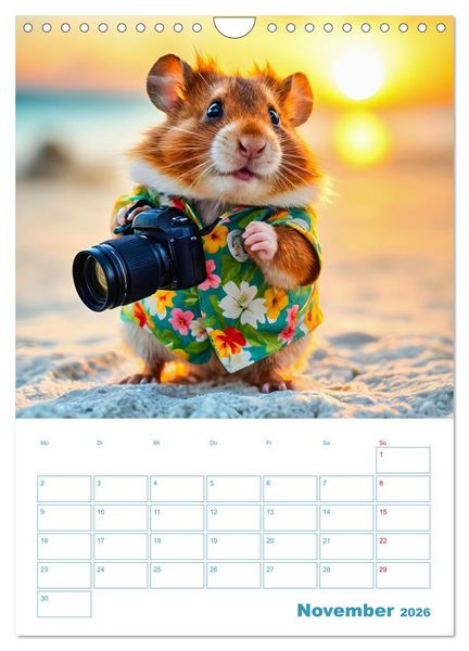 Produktbild: Holiday Hamster - Urlaubsfeeling pur mit sonnigen KI Hamstern (Wandkalender 2026 DIN A4 hoch), CALVENDO Monatskalender