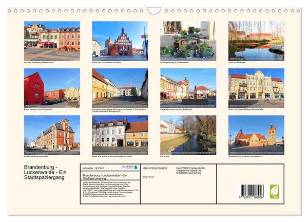 Produktbild: Brandenburg - Luckenwalde - Ein Stadtspaziergang (Wandkalender 2026 DIN A3 quer), CALVENDO Monatskalender