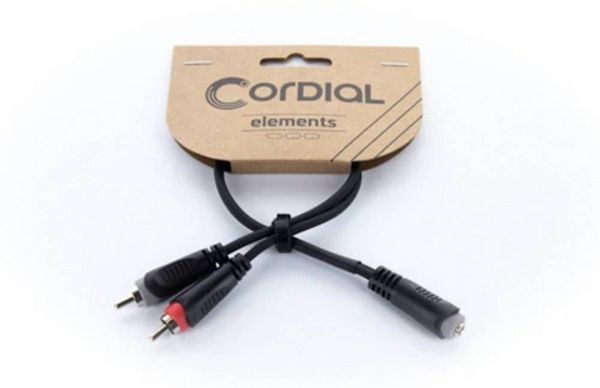 Produktbild: Cordial 14889 Klinke / Cinch Audio Y-Adapter [1x Klinkenbuchse 3.5 mm - 2x Cinch-Buchse] 0.30 m Schwarz PVC-Mantel, Zwillingsleitung