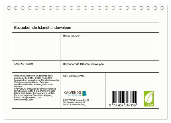 Produktbild: Bezaubernde Islandhundewelpen (Tischkalender 2026 DIN A5 quer), CALVENDO Monatskalender