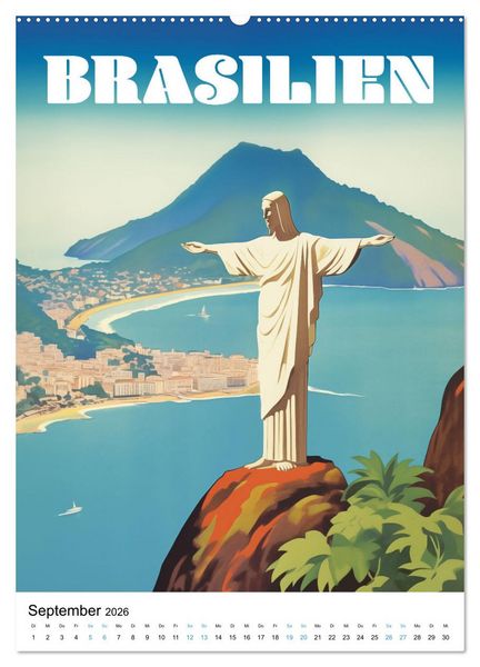 Produktbild: Reise in die 50er Jahre. Vintage Travel Poster. (Wandkalender 2026 DIN A2 hoch), CALVENDO Monatskalender